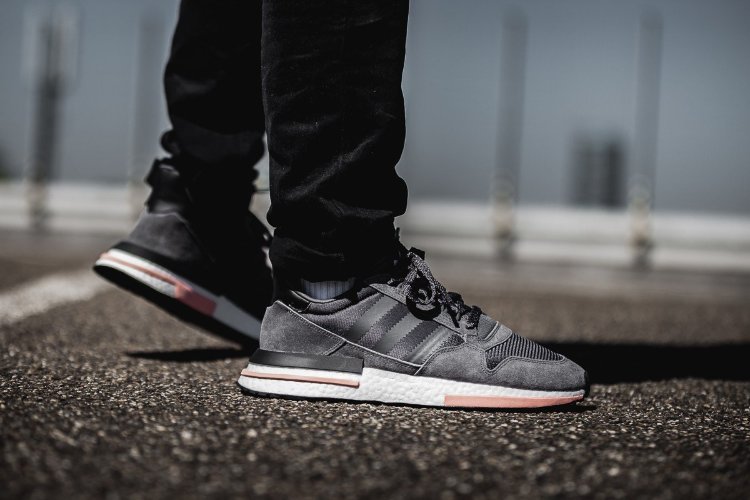Кроссовки Adidas ZX500 RM Boost Grey Five/White-Clear Orange
